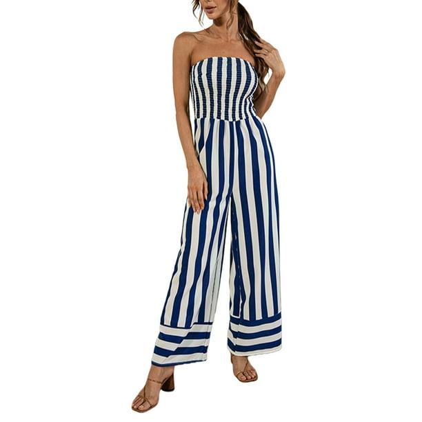Summer Off Shoulder Jumpsuit Wide Leg Rompers 2 Piece Leaf Print Strapless Ruffles Beach Playsuit Summer Off Shoulder Jumpsuit Wide Leg Rompers 2 Piece Leaf Print Strapless Ruffles Beach Playsuit